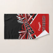 Personaliseer rood, zwart en wit cheerleader bad handdoek (Handdoek)