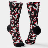 Personaliseer Rood, Zwart en Wit Volleybal Sokken (Gebogen)