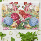 Personaliseer Roos en Blue Hydrangea Floral Theedoek (Gevouwen)