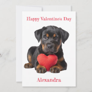 Personaliseer Rottweiler Puppy Valentijn Feestdagenkaart