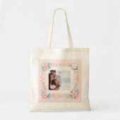 Personaliseer roze bloemen Valentijnsdag 2 Foto Tote Bag (Voorkant)