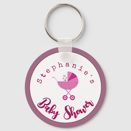 Personaliseer roze carriage Baby shower Favor Sleutelhanger