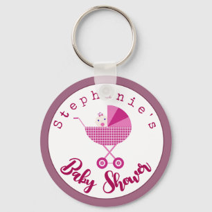Personaliseer roze carriage Baby shower Favor Sleutelhanger