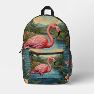 Personaliseer Roze flamingo Bedrukte Rugzak