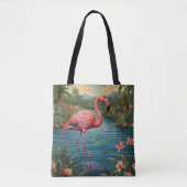 Personaliseer Roze flamingo Tote Bag (Voorkant)