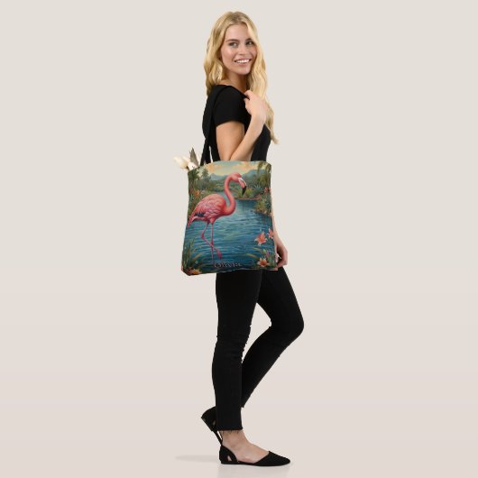 Personaliseer Roze flamingo Tote Bag (Op model)