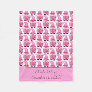 Personaliseer Roze Gnome Bos Scandinavisch Schatti Fleece Deken