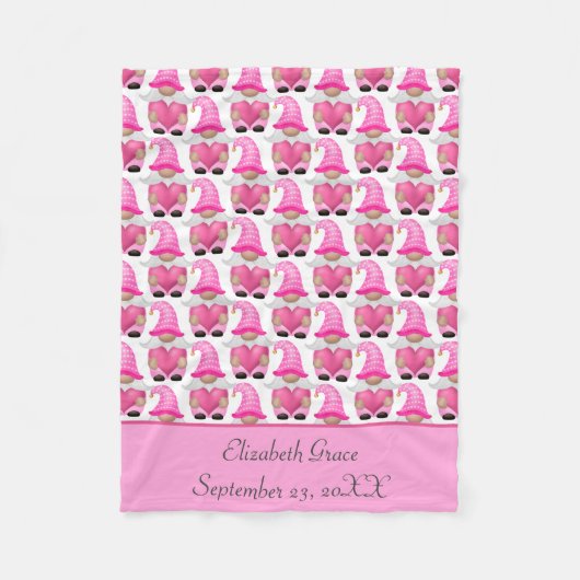 Personaliseer Roze Gnome Bos Scandinavisch Schatti Fleece Deken (Voorkant)