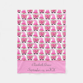 Personaliseer Roze Gnome Woodland Scandinavisch Le Fleece Deken