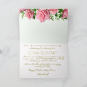 Personaliseer Roze Rozen Gelukkige Moederdag Mama Kaart (Binnen)