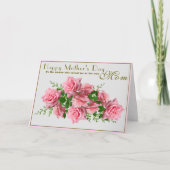 Personaliseer Roze Rozen Gelukkige Moederdag Mama Kaart (Voorkant)