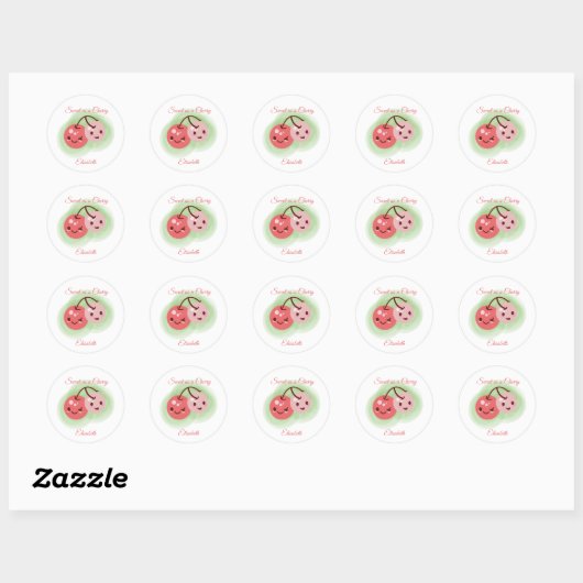 Personaliseer roze Schattige paar kersen Stickers (Vel)
