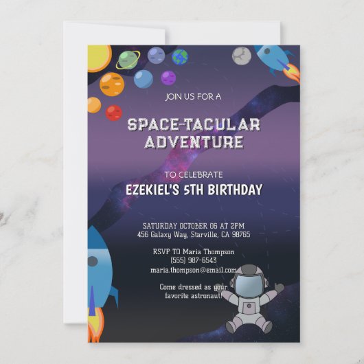 Personaliseer ruimte verjaardagsuitnodiging kaart (Voorkant)