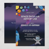 Personaliseer ruimte verjaardagsuitnodiging kaart (Voorkant / Achterkant)