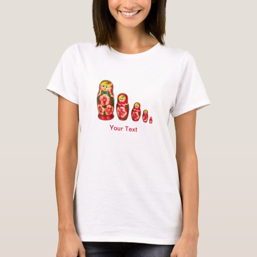 Personaliseer Russische Matryoshka poppen T-shirt (Voorkant)