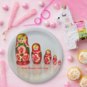 Personaliseer Russische Matryoshka stapelpoppen Papieren Bordje (Feest)