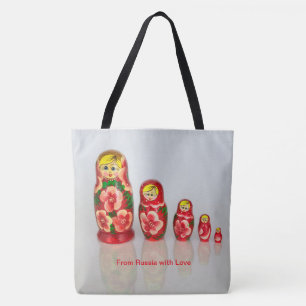 Personaliseer Russische Matryoshka stapelpoppen Tote Bag