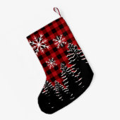 Personaliseer Rustieke rode zwarte plaid hond pupp Kleine Kerstsok (Achterkant (Hangend))