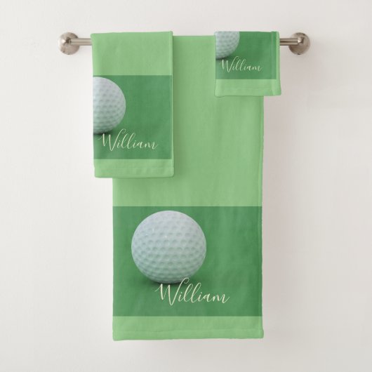 Personaliseer Sage Green Background Golf Ball Bad Handdoek (Insitu)