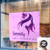 Personaliseer Salon Spa Lotus Bloem Silhouet Winke Raamsticker (Cafe Raam)