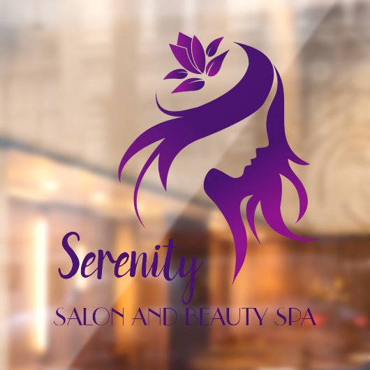 Personaliseer Salon Spa Lotus Bloem Silhouet Winke Raamsticker (Vel 2)