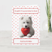 Personaliseer Samoyed Puppy Valentijn Kaart (Voorkant)