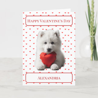 Personaliseer Samoyed Puppy Valentijn Kaart
