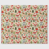 Personaliseer Santa Claus Rudolph Red Nose Reindee Cadeaupapier (Vlak)