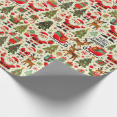 Personaliseer Santa Claus Rudolph Red Nose Reindee Cadeaupapier (Hoek)