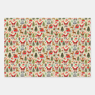 Personaliseer Santa Claus Rudolph Red Nose Reindee Inpakpapier Vel