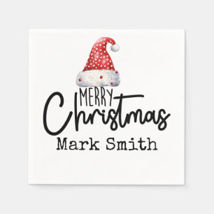 Personaliseer Santa hat Merry Christmas Servet