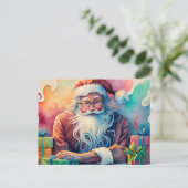 Personaliseer Santa's Whimsical Christmas Journey  Feestdagenkaart (Staand voorkant)