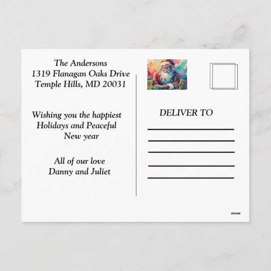 Personaliseer Santa's Whimsical Christmas Journey  Feestdagenkaart (Achterkant)