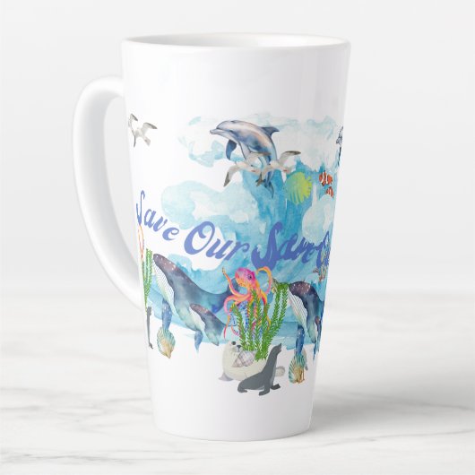 Personaliseer Save Our Zeeen Latte Mok (Linkerhoek)