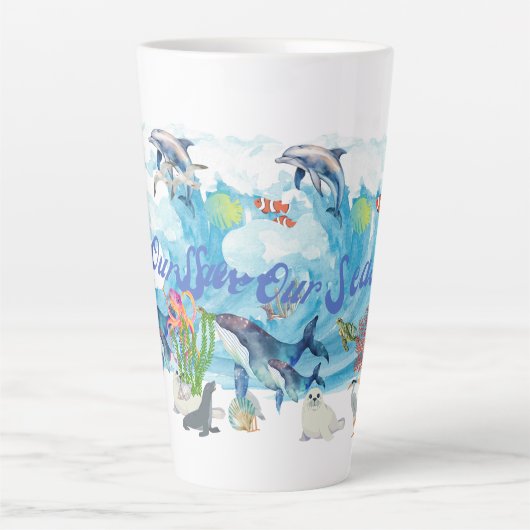 Personaliseer Save Our Zeeen Latte Mok (Voorkant)