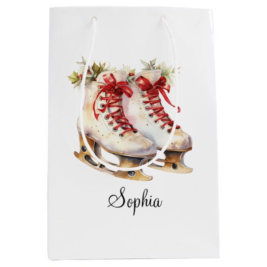Personaliseer schaatsen medium geschenkzak aanpass cadeauzakje (Voorkant)