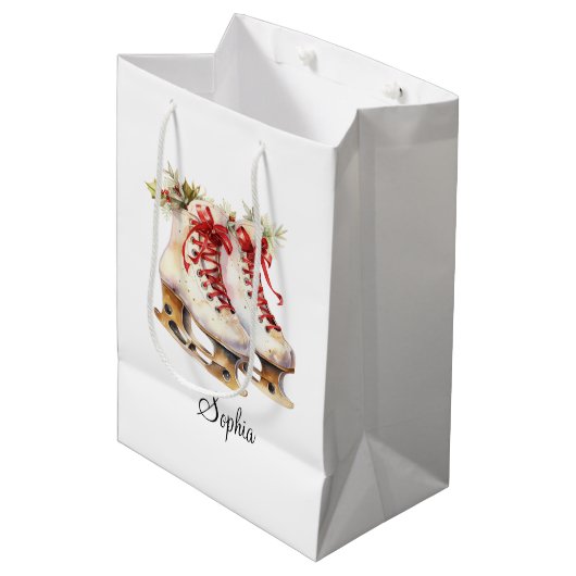 Personaliseer schaatsen medium geschenkzak aanpass medium cadeauzakje (Voorkant Gekanteld)