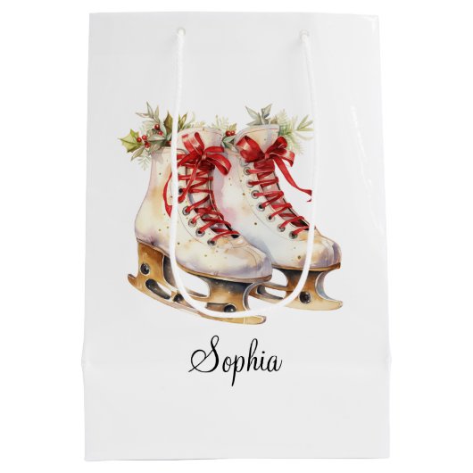 Personaliseer schaatsen medium geschenkzak aanpass medium cadeauzakje (Achterkant)