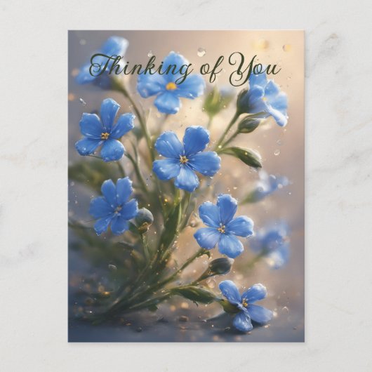 Personaliseer schattig blauw bloemendenken van u briefkaart (Voorkant)