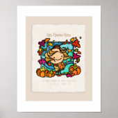 Personaliseer Schattig Meisje met Pompoenen Windy Poster (Voorkant)
