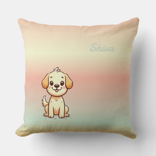 Personaliseer Schattig Puppy-Theme Gooi Kussen (Voorkant)