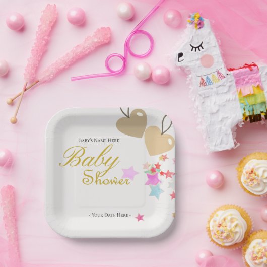 Personaliseer Schattige Baby shower Papieren Bordje (Feest)