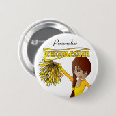 Personaliseer Schattige Geel Cheerleader Meisje Ronde Button 5,7 Cm (Voorkant /achterkant)
