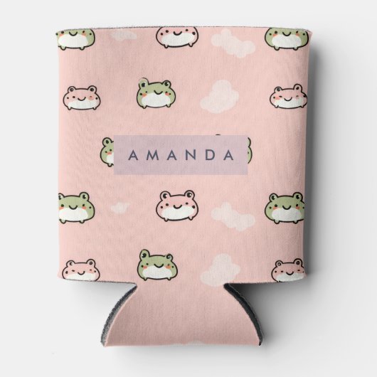 Personaliseer Schattige Kawaii Pastel Frog Design Blikjeskoeler (Voorkant)