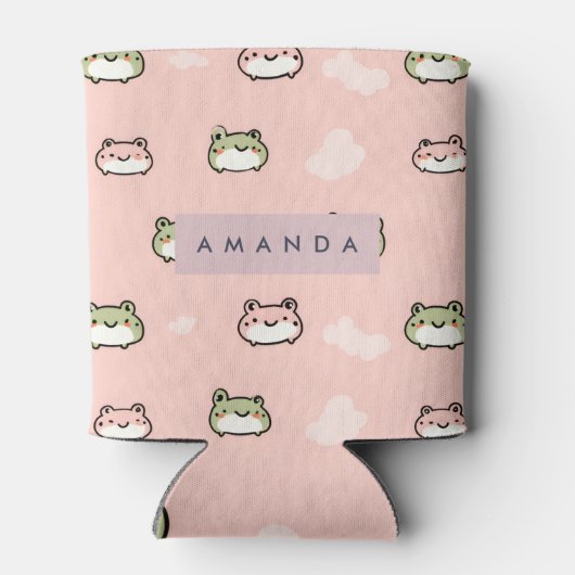 Personaliseer Schattige Kawaii Pastel Frog Design  Blikjeskoeler (Achterkant)