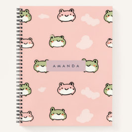 Personaliseer Schattige Kawaii Pastel Frog Design  Notitieboek