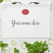 Personaliseer Schattige Kerst rendier gezicht Theedoek (Gevouwen)