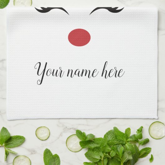 Personaliseer Schattige Kerst rendier gezicht Theedoek (Gevouwen)