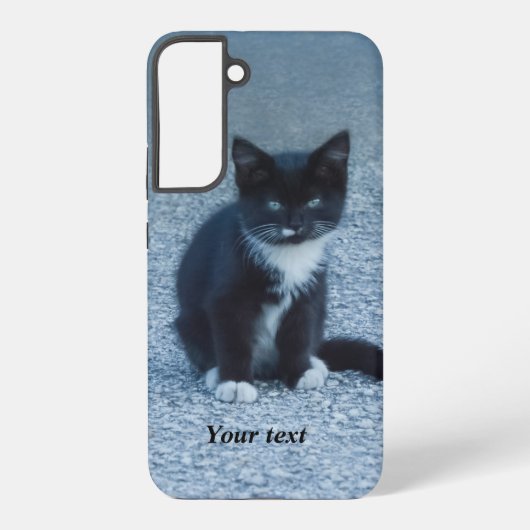 Personaliseer schattige Tuxedo kitten Samsung Galaxy Hoesje (Achterkant)