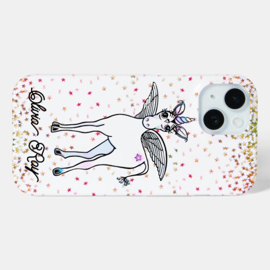 Personaliseer schattige Unicorn glitter Case-Mate iPhone Case (Achterkant (horizontaal))